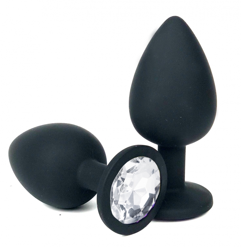 Пробка с белым кристаллом "Vandersex" черная, M 